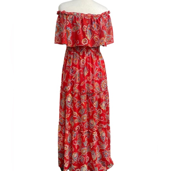RabbitRabbitRabbit red sheer floral maxi dress 6 - Picture 4 of 12